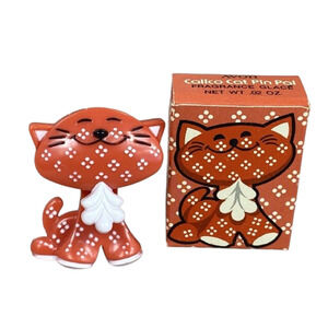 Gen X 1973 Avon Pin Pal Red Calico Cat Fragrance  Glace Brooch in Box